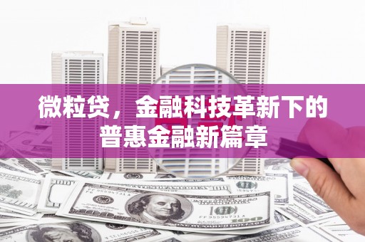 凤台微粒贷，金融科技革新下的普惠金融新篇章