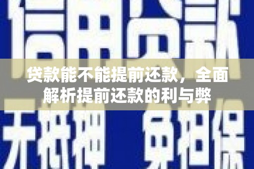 荥经贷款能不能提前还款，全面解析提前还款的利与弊