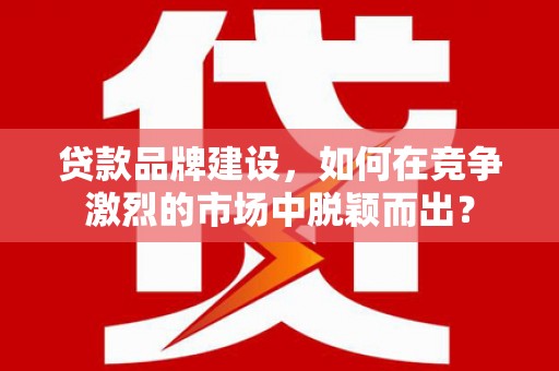 昭化贷款品牌建设，如何在竞争激烈的市场中脱颖而出？