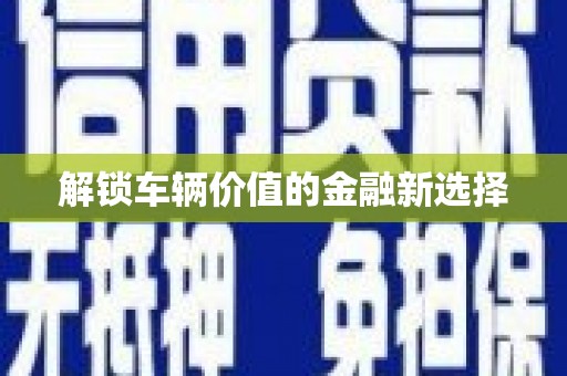 乐亭解锁车辆价值的金融新选择